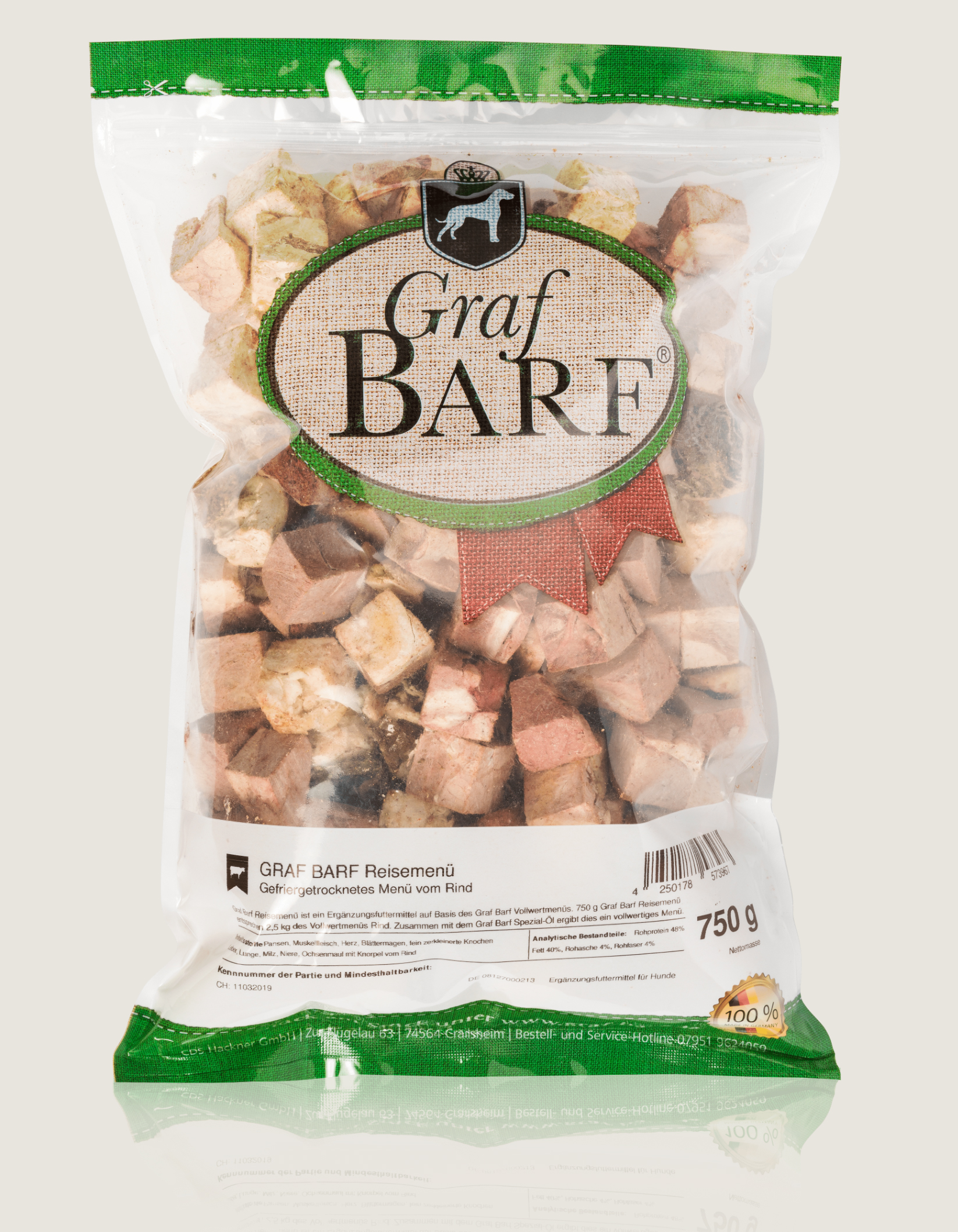 Graf Barf® cestovní menu, hovězí,  sušené mrazem, 750 g 